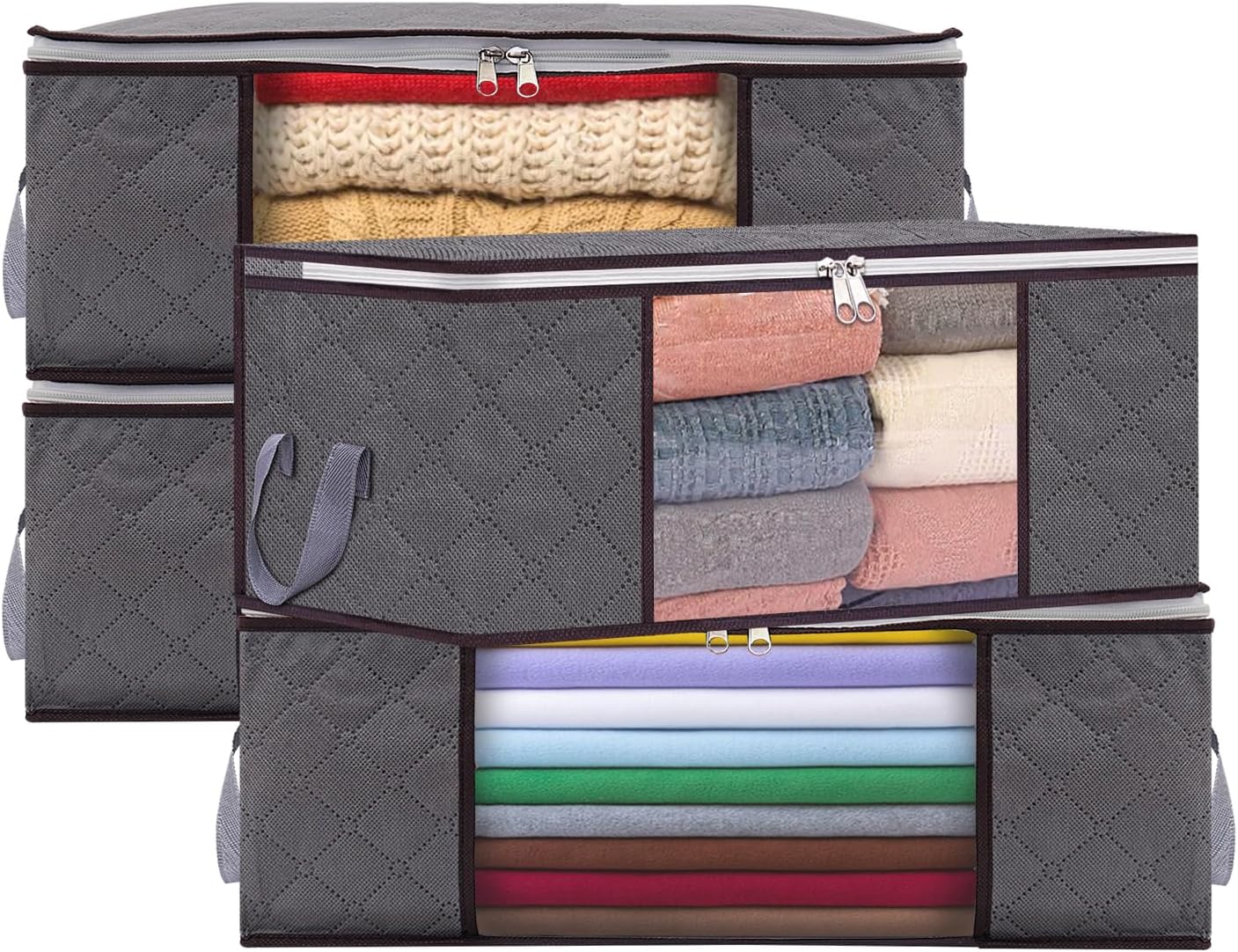 Yopih 35L Foldable Clothes Storage Bags, 4 Pack Underbed Storage