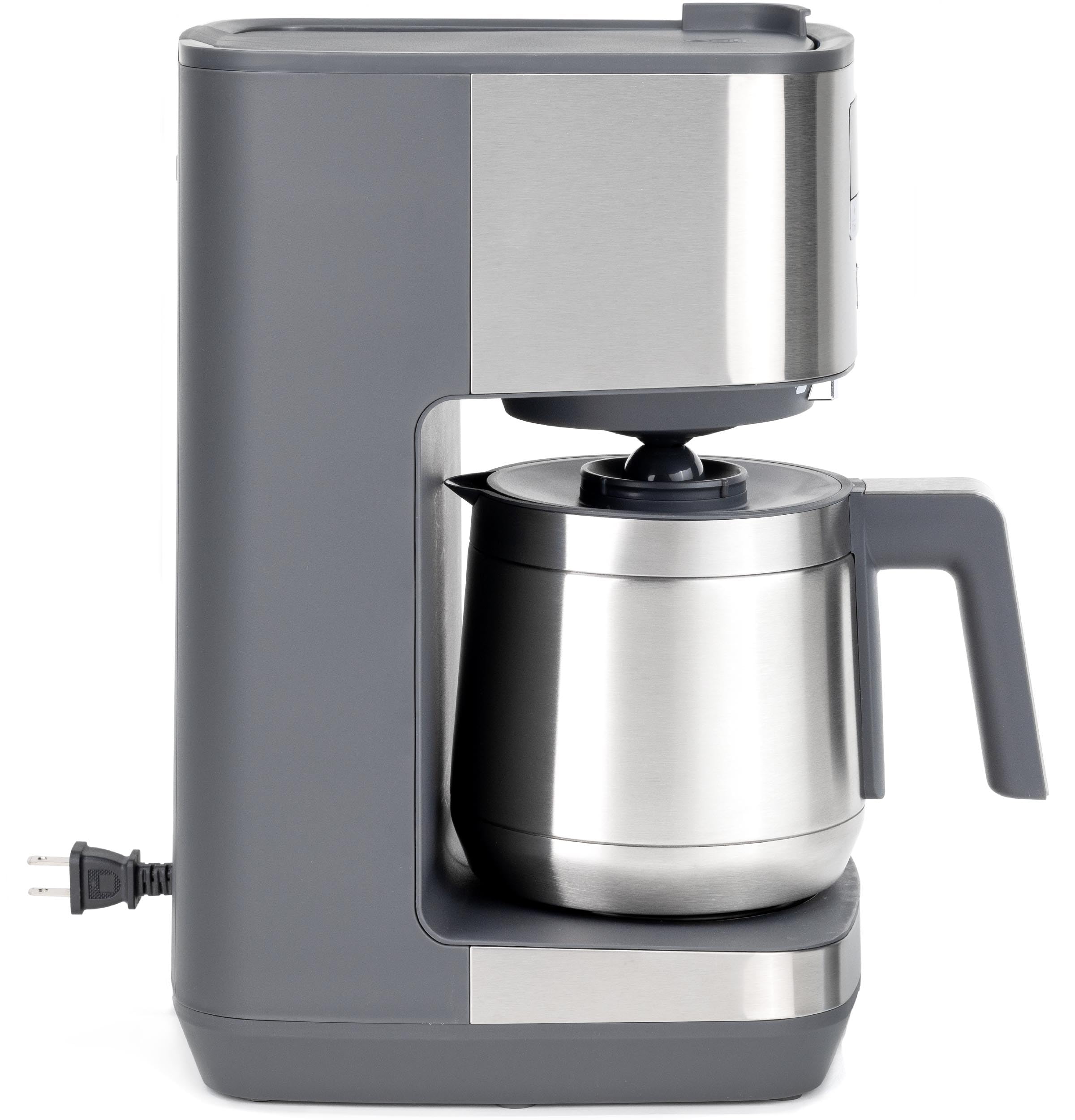 GE Drip Coffee Maker With Timer | 10-Cup Thermal Carafe Coffee Pot Keeps Coffee Warm for 2 Hours | Adjustable Brew Strength | Wide Shower Head for Maximum Flavor | Kitchen Essentials | Stainless Steel | 24-hour programmable auto brew, adjustable strength,