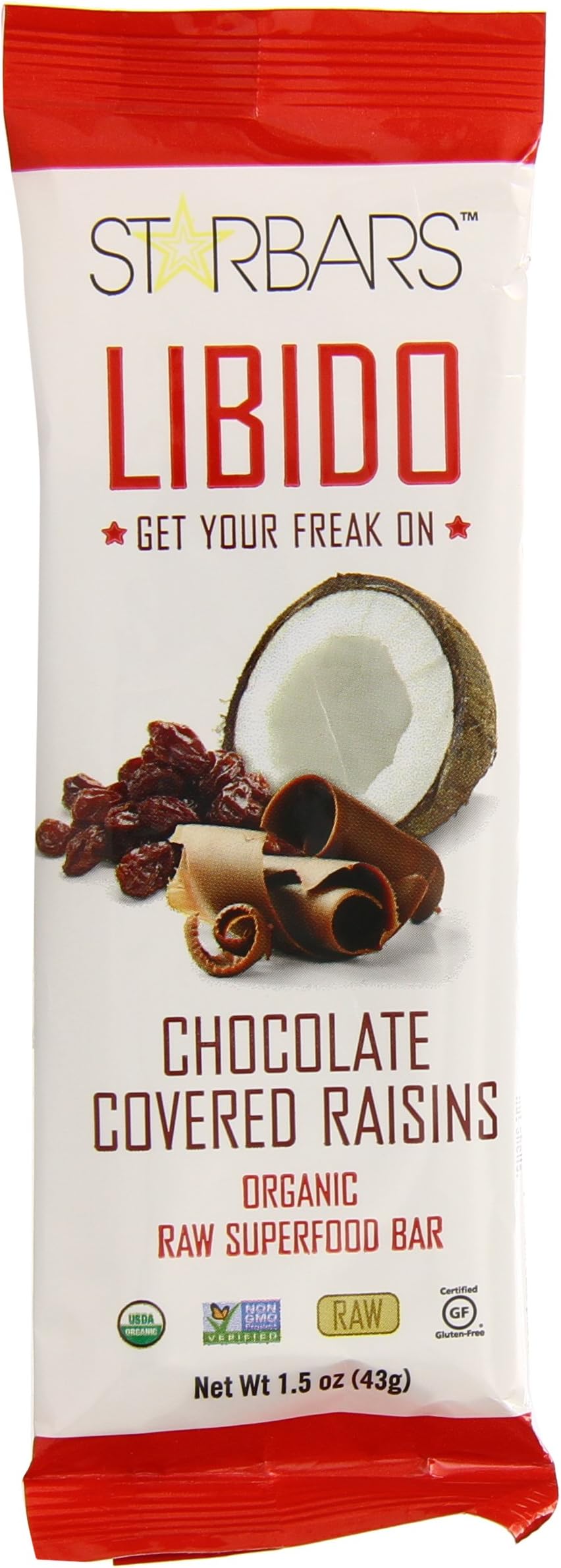 Libido Chocolate Covered Raisins, 1.5 Ounce Bars (Pack of 12)
