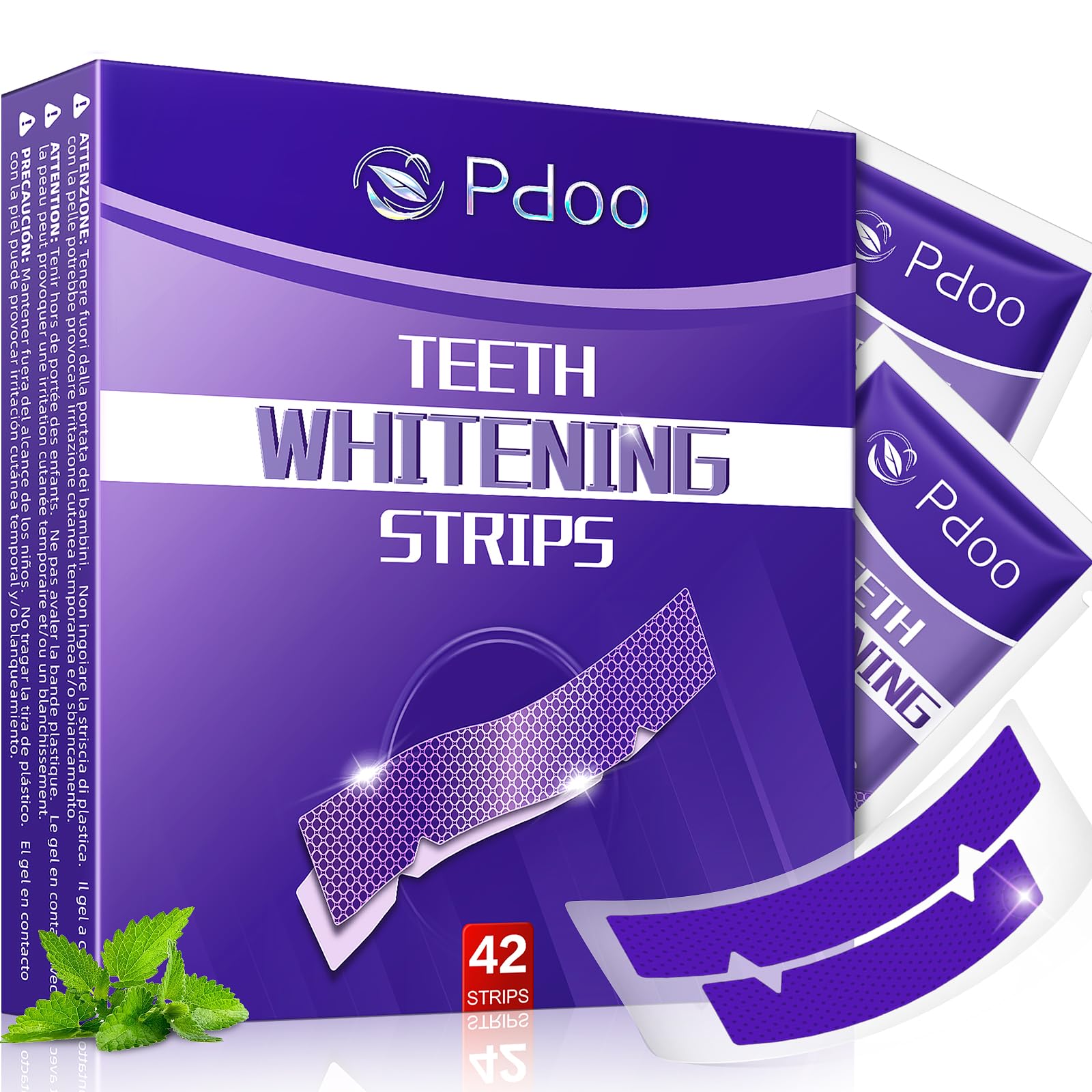Purple Teeth Whitening Strips 42 Count - 21 Days Treatment Whitener Strips
