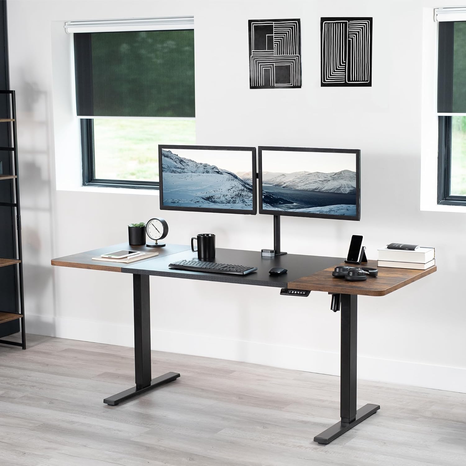 VIVO Universal 71 x 30 inch Table Top for Standard and Sit to Stand Height Adjustable Home and Office Desk Frames, Black and Rustic Vintage Brown Desktop, DESK-TOP72-30BN