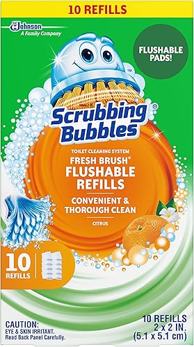 Scrubbing Bubbles Fresh Brush - Almohadillas de repuesto desechables para sistema de limpieza de inodoro, aroma cítrico y limpiador de inodoro, 10