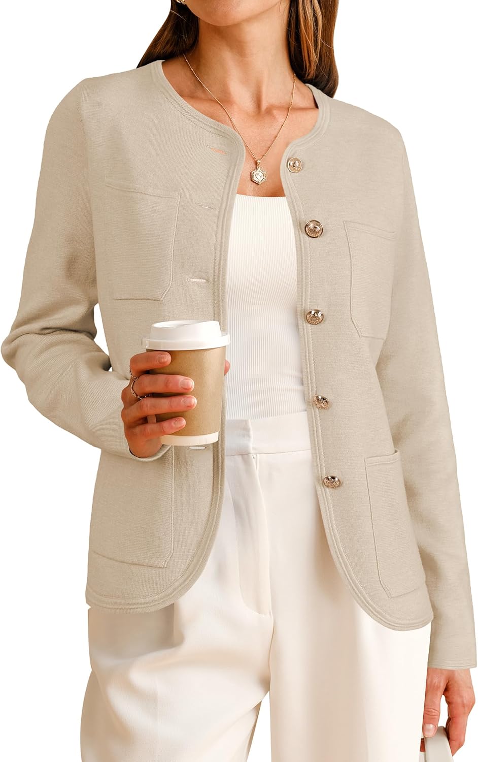 Arach&Cloz Womens Wool Blend Sweater Blazers Business Casual Jacket with Pockets 2026