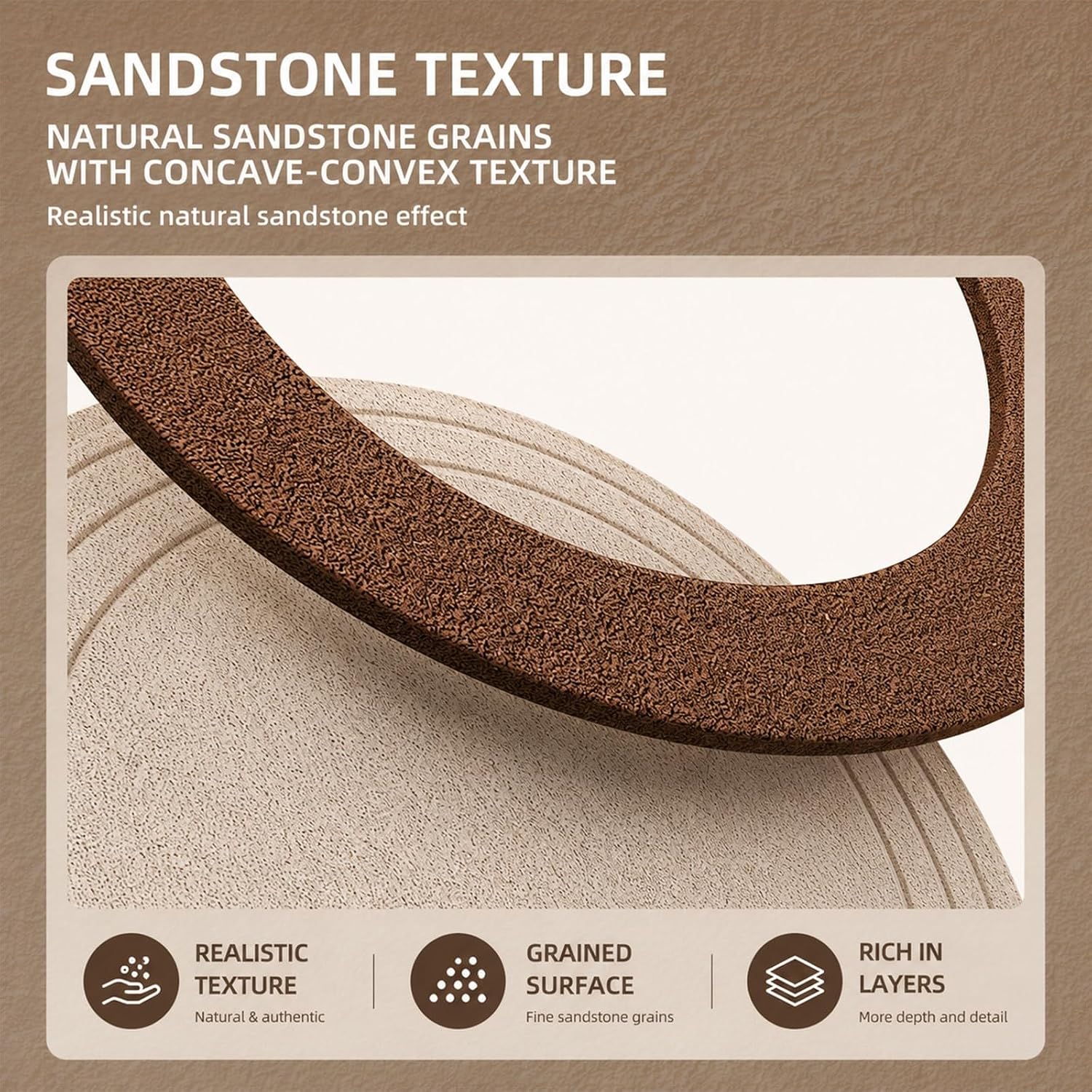 3D Visual Wall Art, Sandstone Texture Decorative Painting, with Vase and Artificial Plant, for Living Room, Hallway, Dining Room, Office image 5