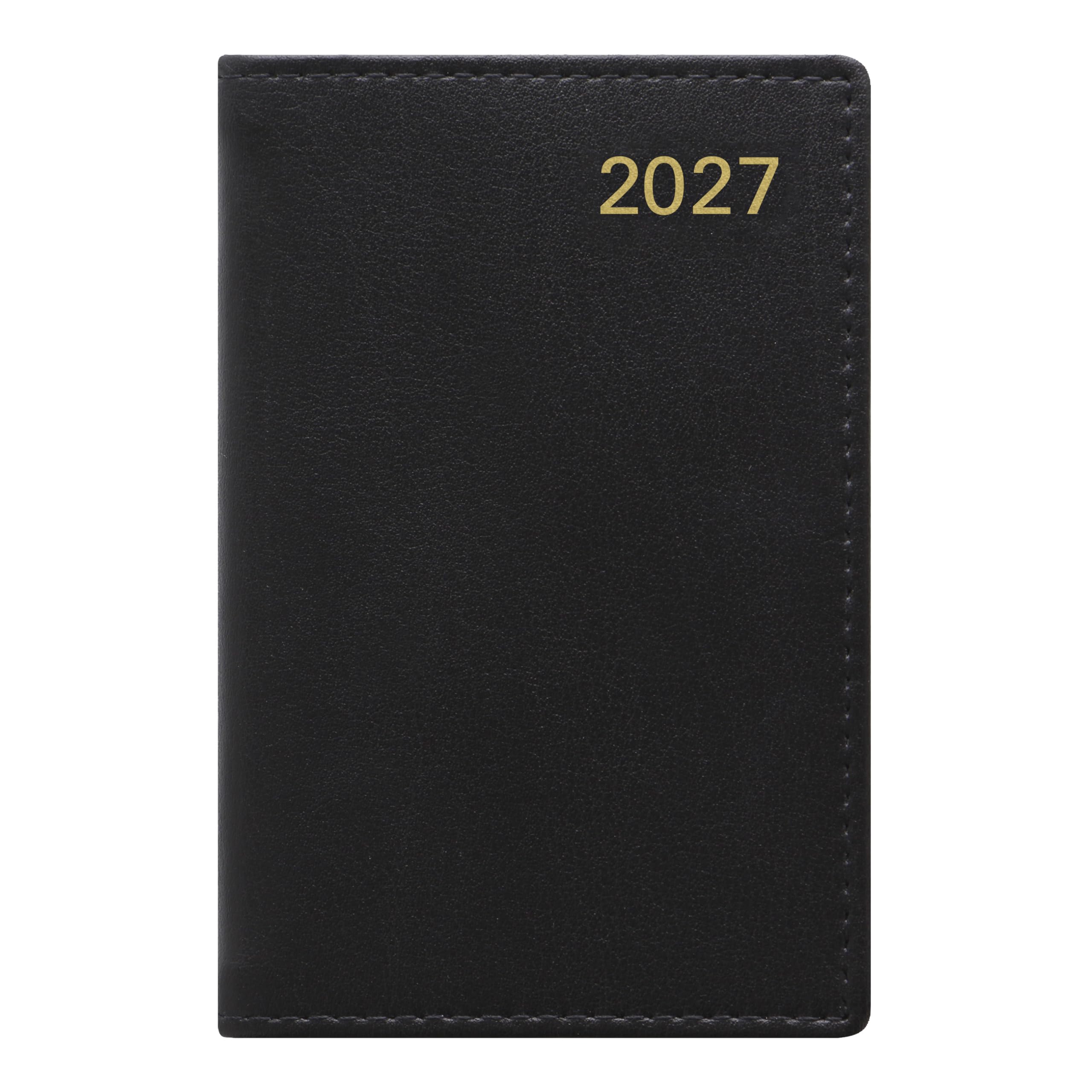 Letts of London® Agenda 2027 Belgravia Settimanale/Mensile 12 Mesi, Gennaio a Dicembre, Pelle Italiana, Tascabile, 10,79 cm x 6,668 cm, Inglese, Nero (C33EBK)