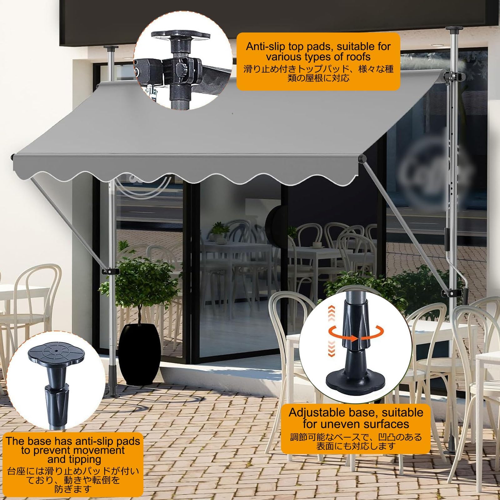 Balkon Markise 4M UV-Proof Kmmarkise ohne Bohren Wasserdicht Sonnenschutz für Terrasse & Balkon Ideal für Außenbereich (Bury 13.1FT)