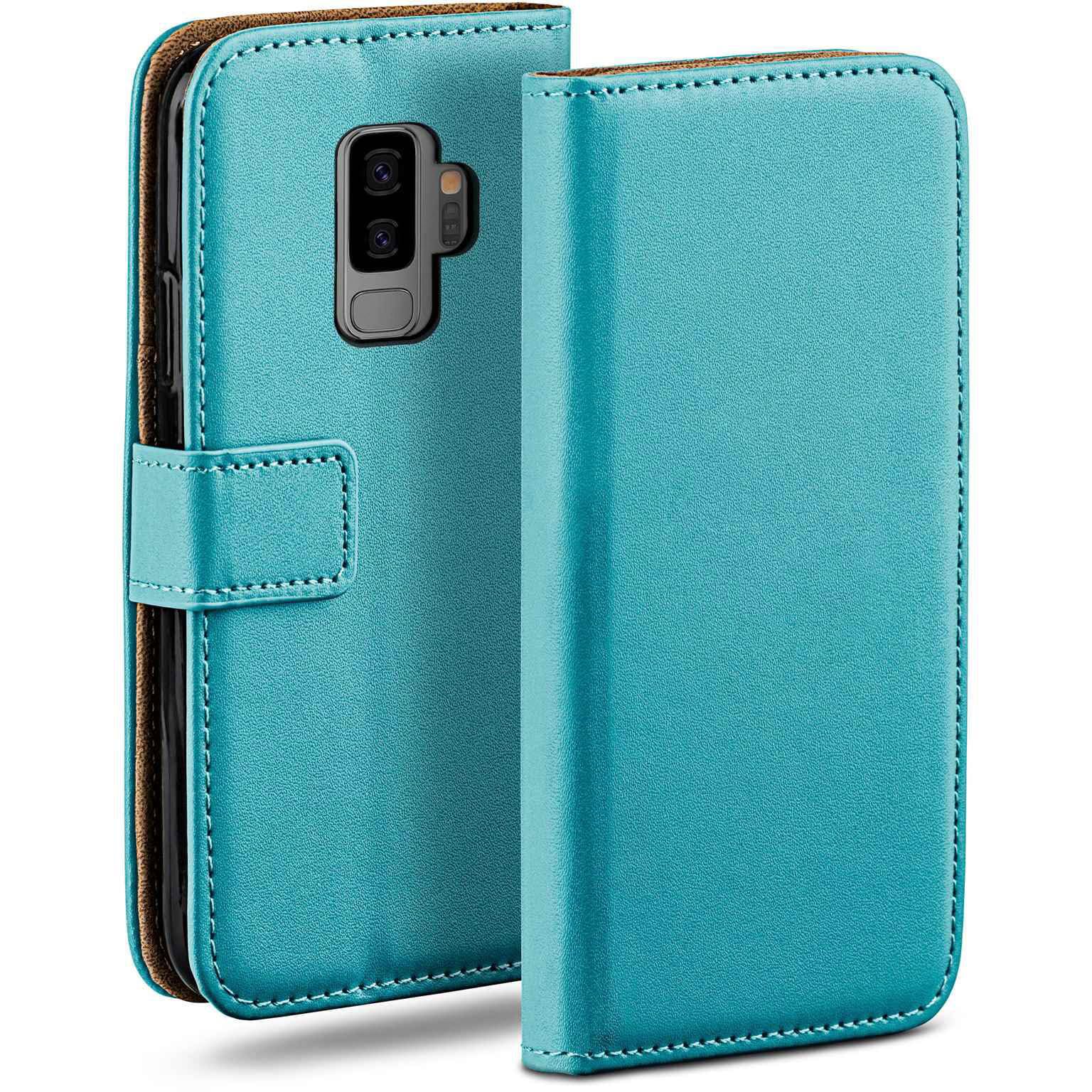 Funda de cuero vegano para Samsung Galaxy S9 Plus moex con acabado aqua-cyan de alta resistencia 8