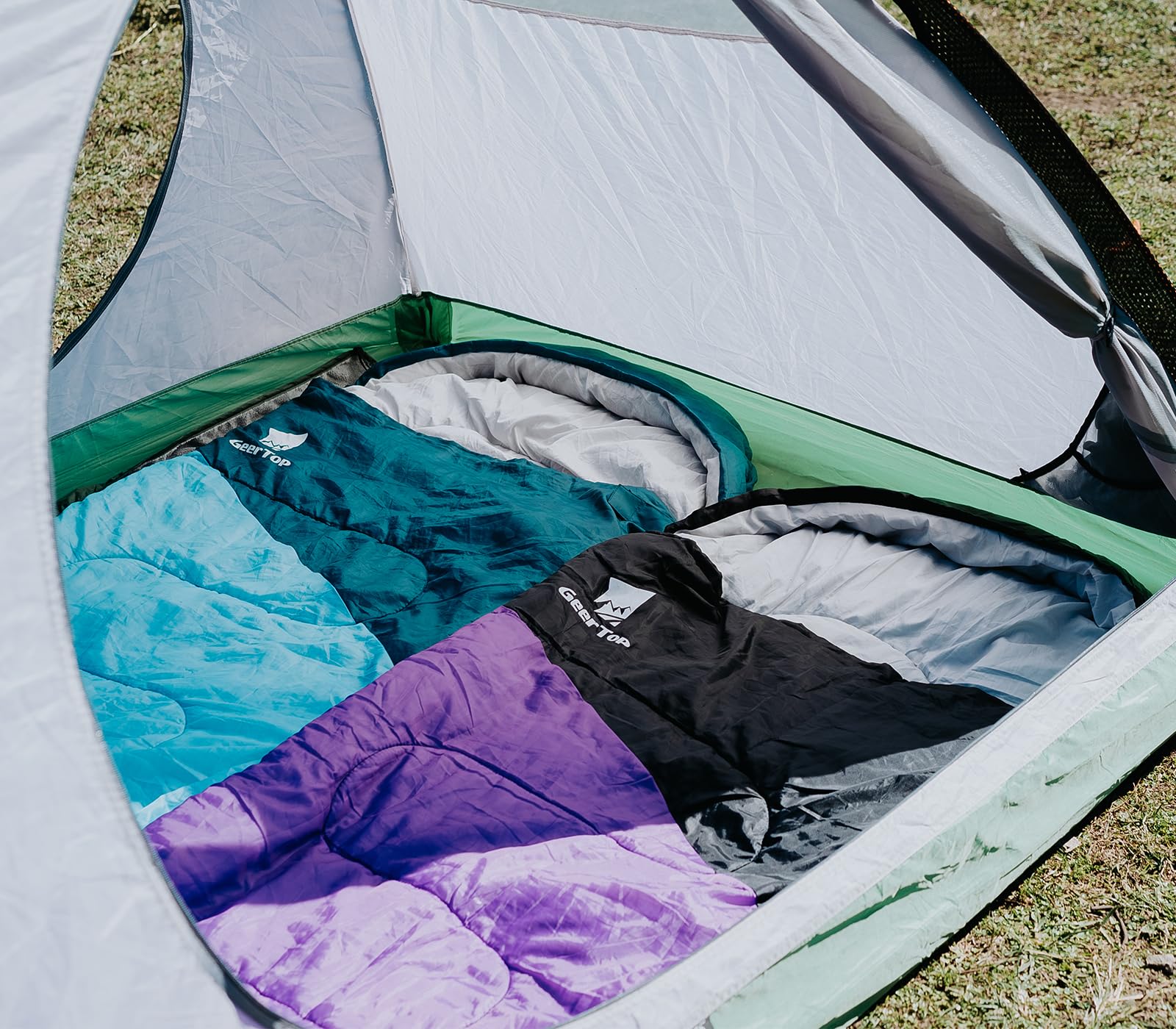 GEERTOP Sac de couchage de randonnée pour camping, sac de couchage léger pour adultes et enfants, pour l'été, chaud, froid, randonnée, voyage