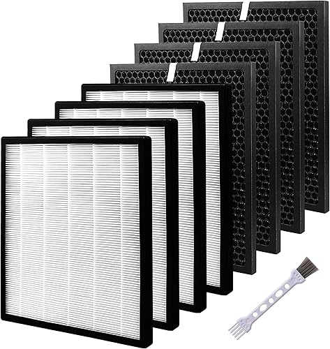 Filtro de repuesto para purificador de aire LEVOIT LV-PUR131, 4 filtros y 4 filtros de carbón activado verdadero, precompatible con filtración de 3