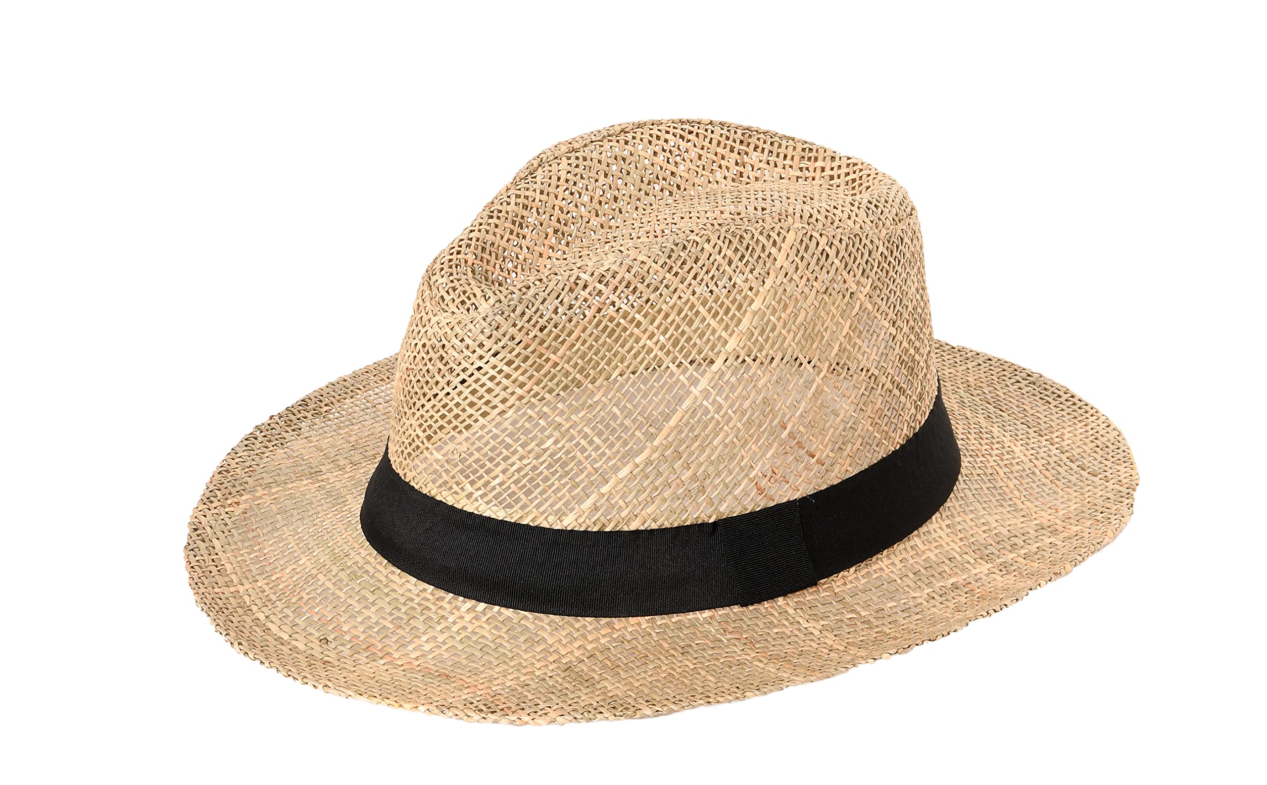 Miuno Sombrero panamá para hombre y mujer, sombrero de vaquero, sombrero de sol, sombrero de fiesta, sombrero de paja real H59