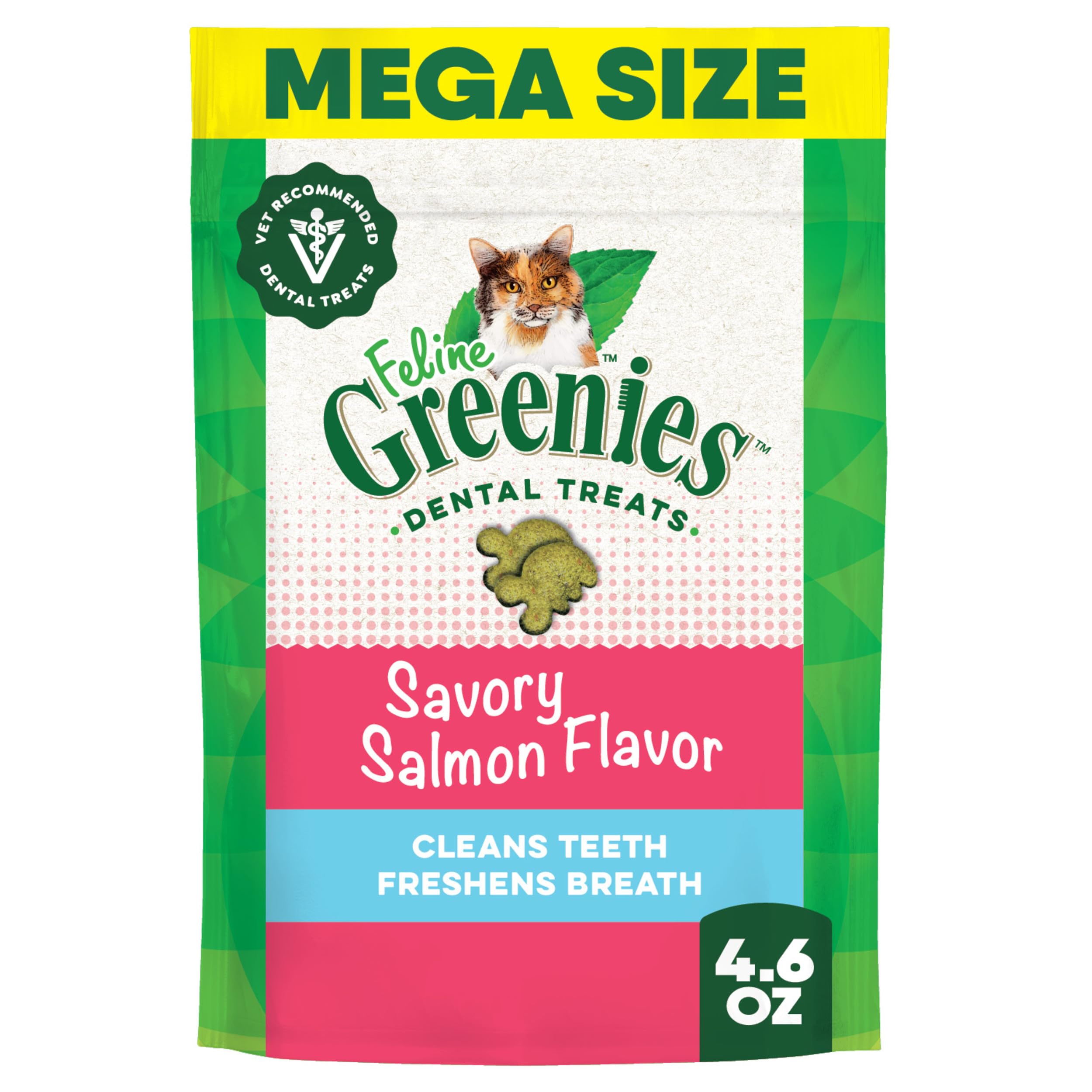 Greenies Feline Dental Treats Savory Salmon Cleans and Freshens Breath 4.6 oz