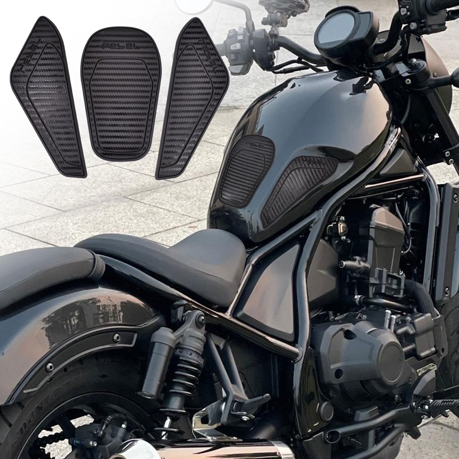 2026 CMX1100 Motorradzubehör Seitliches Tankpad Gummischutz rutschfeste Tankaufkleber passend für HO&ND&A REBEL CMX1100 CMX-1100 CMX 1100 2021–2026