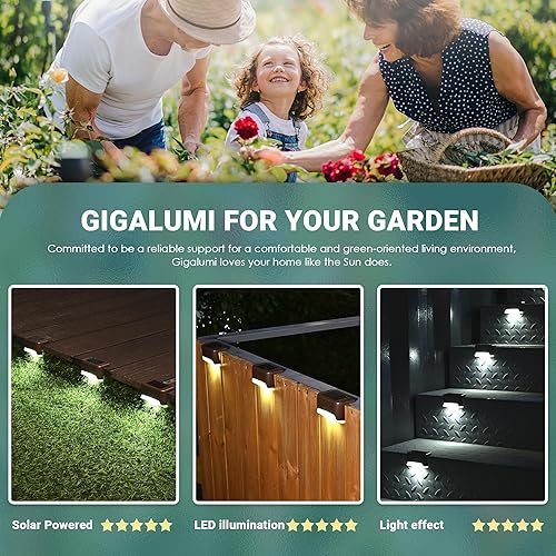 Miniatura 6 de GIGALUMI Luces solares para cubierta al aire libre, paquete de 16 luces solares impermeables para escaleras, escalones, vallas, barandillas, patio y