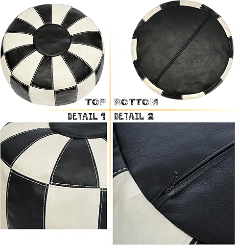 Miniatura 30 de Thgonwid Funda de puf otomano marroquí sin relleno, solución de almacenamiento para reposapiés otomano, silla puf, reposapiés, color negro Negro