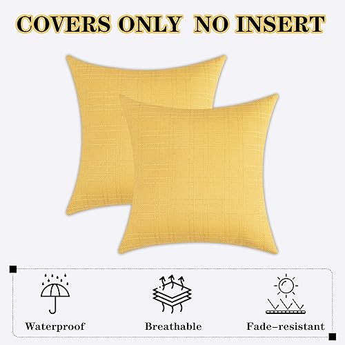 Miniatura 6 de Kevin Textile Paquete de 2 fundas de almohada decorativas impermeables para exteriores, fundas de cojín cuadradas sólidas para patio, jardín,