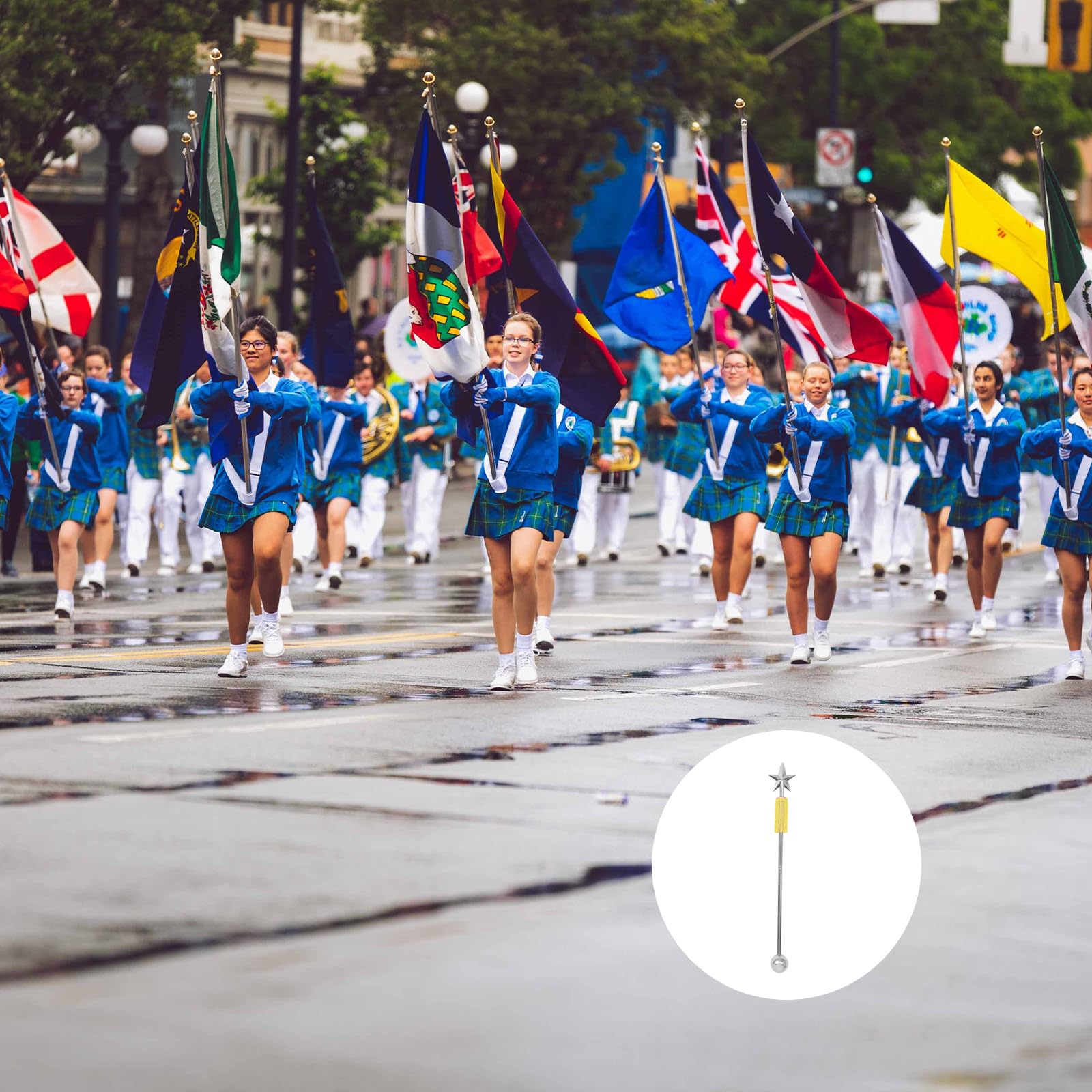 Dirigentenstab aus Edelstahl, 90cm, Silber für Orchester | Abs Anteil, Geeignet für Konzert und Show Aufführung, für Schüler und Lehrer Zufällige Farbe
