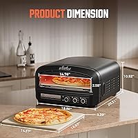 Vista 2 de BIG HORN OUTDOORS Horno de pizza para interiores, horno eléctrico de pizza de 14 pulgadas con 6 modos, calienta hasta 800 °F, cocina de pizza