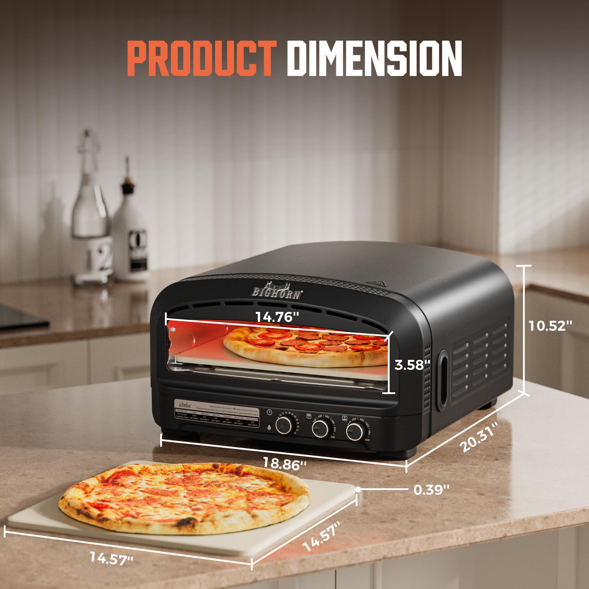 BIG HORN OUTDOORS Pizza Oven Indoor, 14