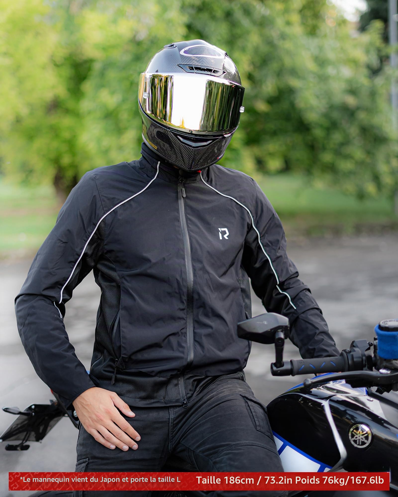 RIDEIRON Blouson Moto Homme Été – Veste Moto Homme Homologué CE avec Protections, Tissu Mesh Respirant & Bandes Réfléchissantes – Veste de Moto Confortable pour Biker