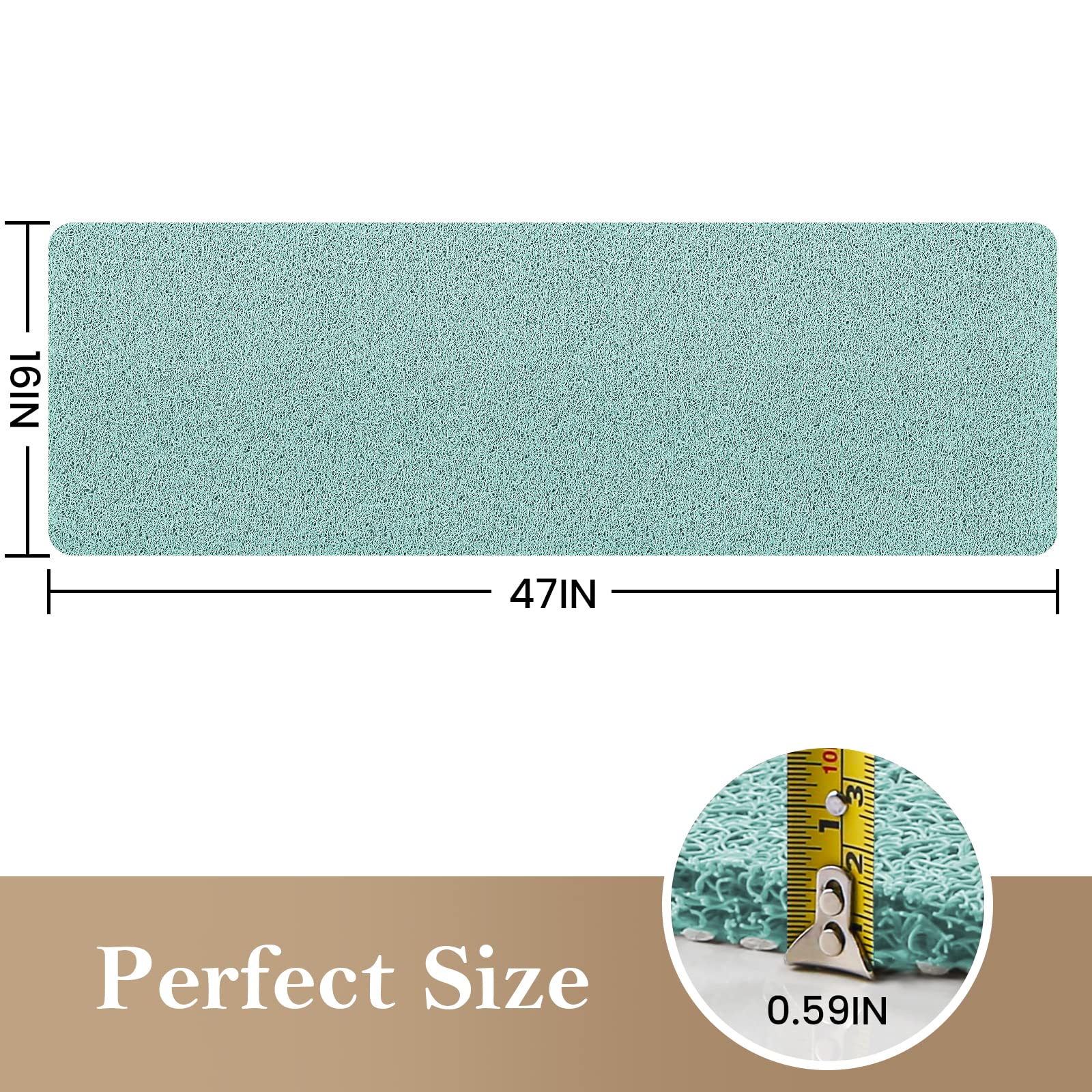 Duschmatte, Badewannenmatte, rutschfest, 119,4 x 40,6 cm, weiche Badewannenmatte mit Ablauf, PVC-Luffa-Badematte (phthalatfrei) für Badewanne und Badezimmer, schnell trocknend, grün