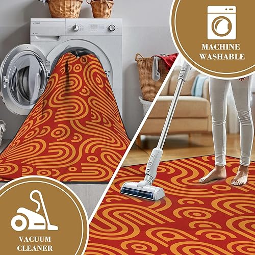 Miniatura 7 de Alfombras de baño lavables de 32 x 48 pulgadas, alfombra de entrada, alfombra retro vintage de mediados de siglo, modernas, sin costuras, tapete de