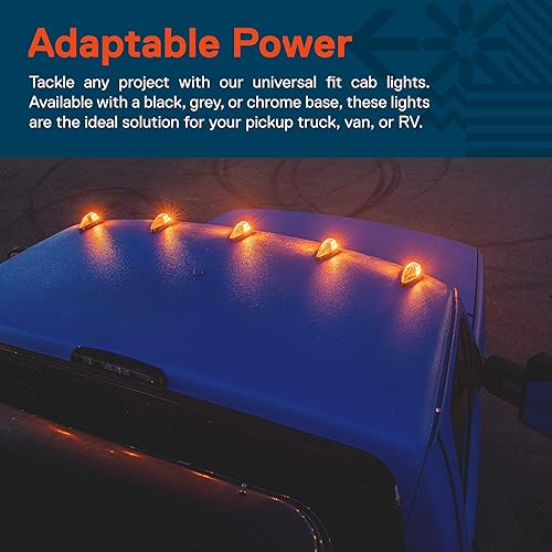 Miniatura 4 de TRUE MODS - Kit de luces LED ámbar para cabina de lágrima base cromada DOT FMVSS 108 SAE P2PC ajuste universal gota de lágrima para camión, RV,