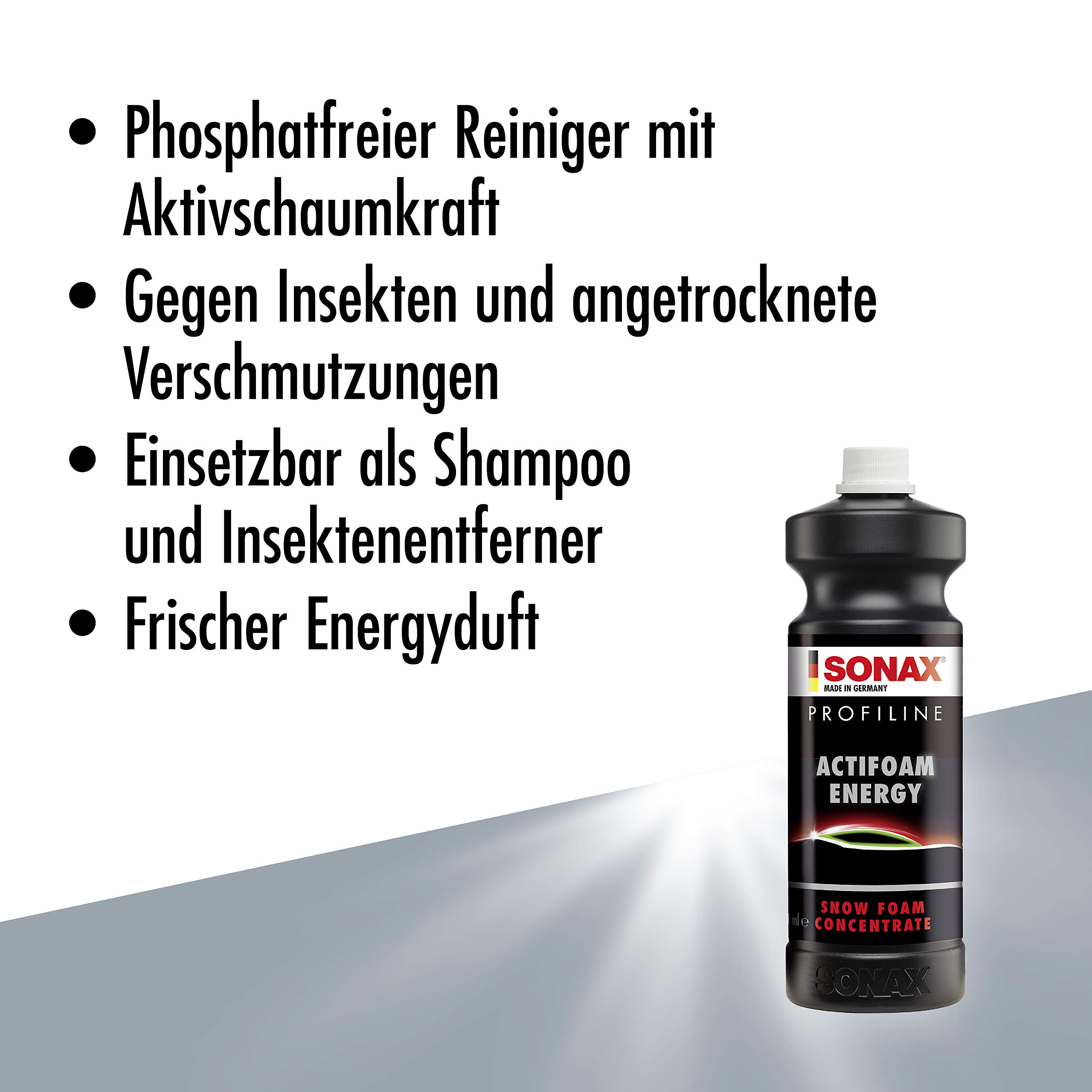 Sonax 04965410 Foamsprayer Pulverizador De Presión Champú Coche 1 Litro (1 Unidad) + No De Artículo 06183000 Profiline Actifoam Energy Limpiador Con Fuerza De Espuma (1 Litro)