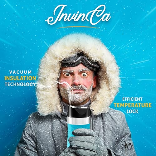 Miniatura 3 de INVINCEA - Taza de viaje con un solo click taza de café térmica con aislamiento al vacío, taza duradera de acero inoxidable de doble pared con una