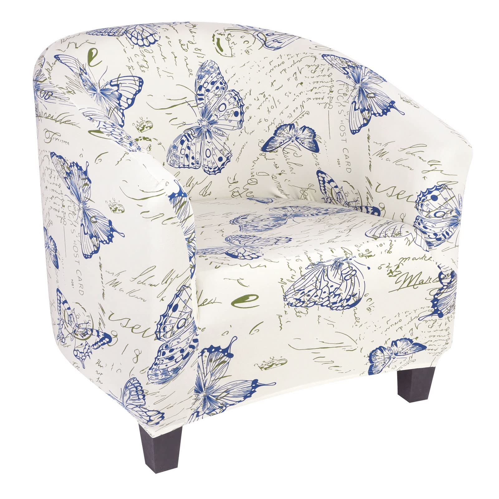 SearchI Club Chair Slipcover Stretch Barrel Chair Covers Printed Tub Chair Slipcovers Spandex Armchair Sofa Cover Removable Couch Furniture Protector Arm Chair Cover for Living Room(Beige Butterfly)