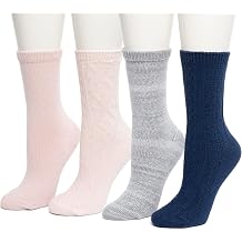 Cuddl Duds Women Super Soft Multicolor Easy Care Crew Boot Socks 4 Pair