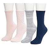 Women Super Soft 4 Pair Pack Modern Multicolor Easy Care Crew Boot Socks
