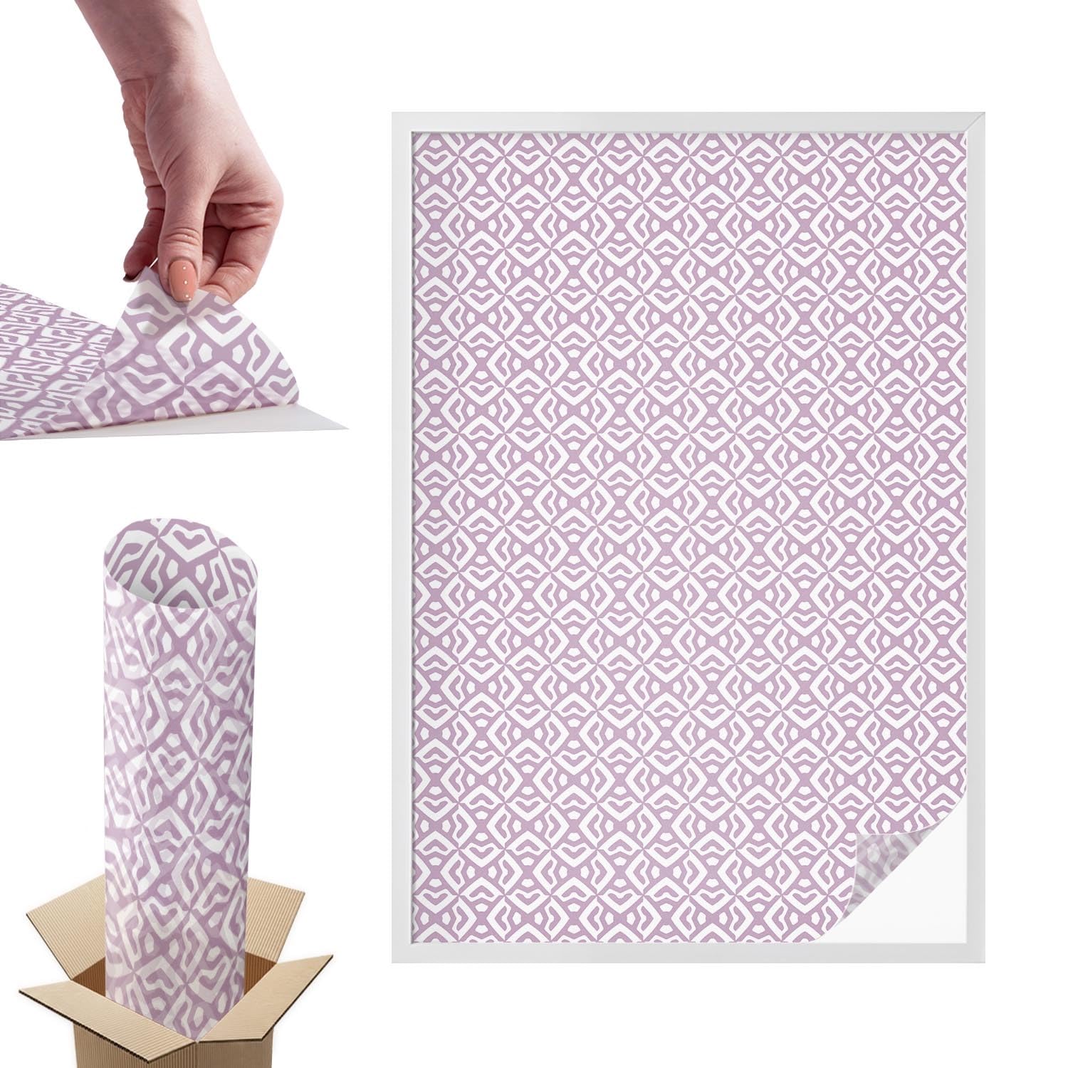 Film pour fenêtre anti-regard et anti-UV à motif vitrail violet géométrique