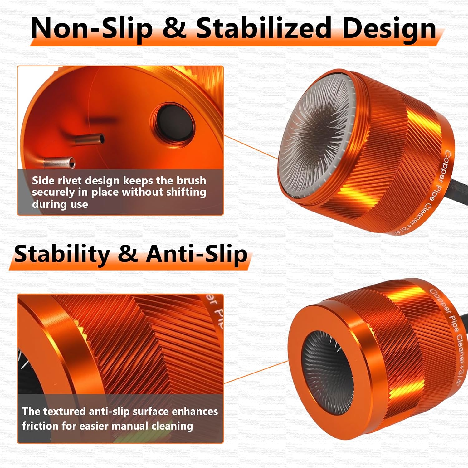 1/2" & 3/4" Cleaner Set for Drill,with 1/4" Hex Shank & 6 Brush Blades 2 Pipe Cleaning Brush,Drill Copper Pipe Cleaner for Removing Rust,Stains Paint from Copper Metal Pipes