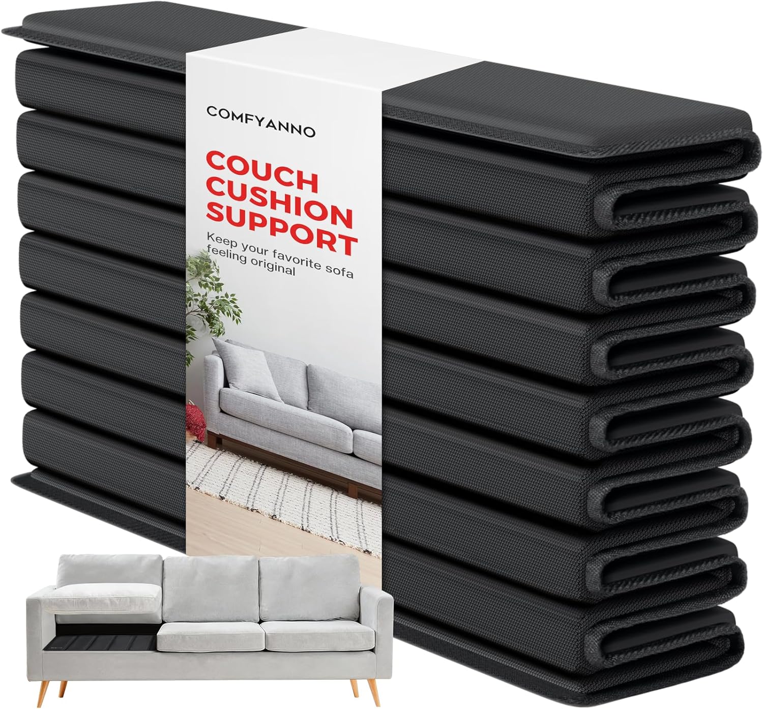 Comfyanno Couch Cushion Support Board, Repairs Sagging 3-Seat Sofa, Ready to Use, 21.5" x 70", Heavy-Duty Solid Wood Board, Safe Corner, Sinking Couch & Sofa Fix Saver