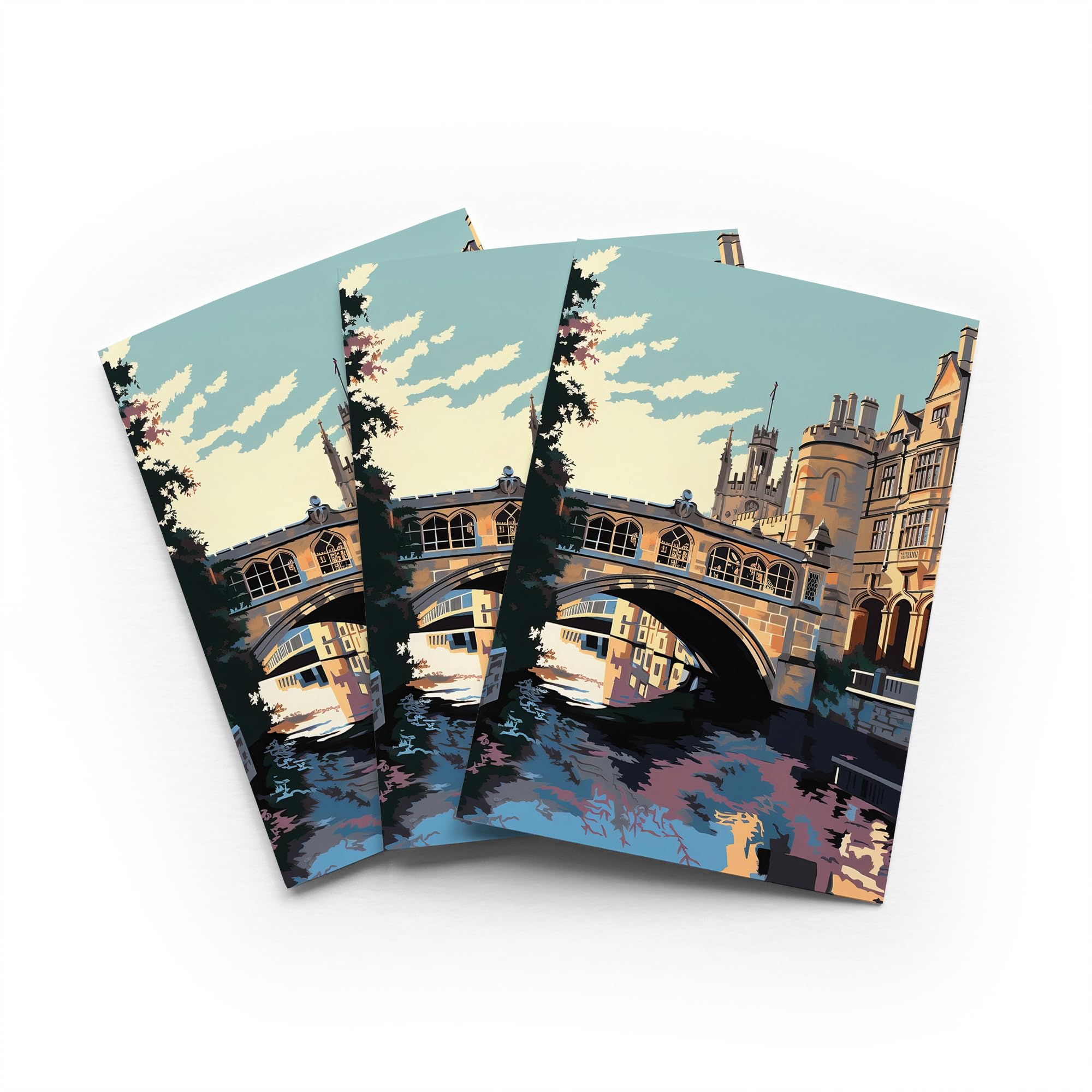 Bridge of Sighs Cambridge Greeting Card University Travel Any Occasion Set of 3 Blank Inside 5x7 Inch 13x18 cm