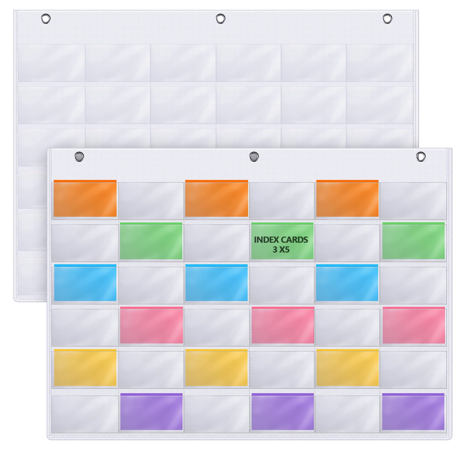 Fullhawl 2 fundas para tarjetas de índice de 7.6 x 12.7 cm, 36 ranuras para tarjetas, soporte organizador de tarjetas Oxford, bolsillo colgante de pared para estudio, organización, oficina