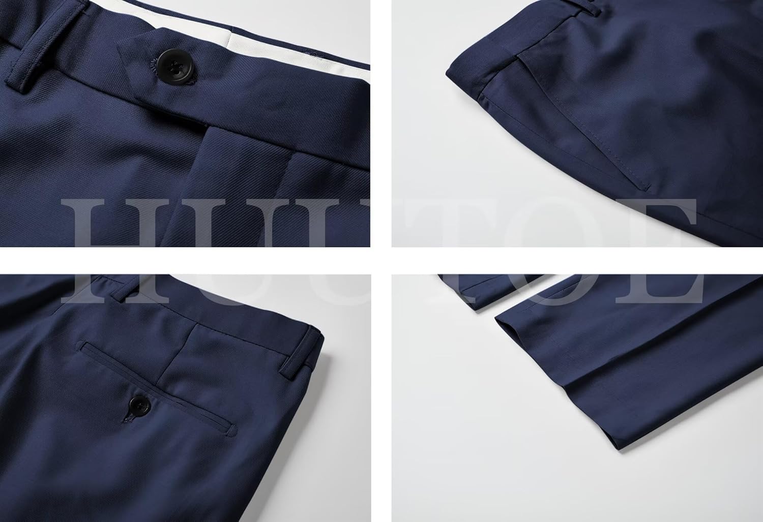 HUUTOE Men's 3 Piece Suits Slim Fit, Wedding Groomsmen Prom Business Suit, One Button Blazer Jacket Vest and Pants Tuxedo Set - Image 9