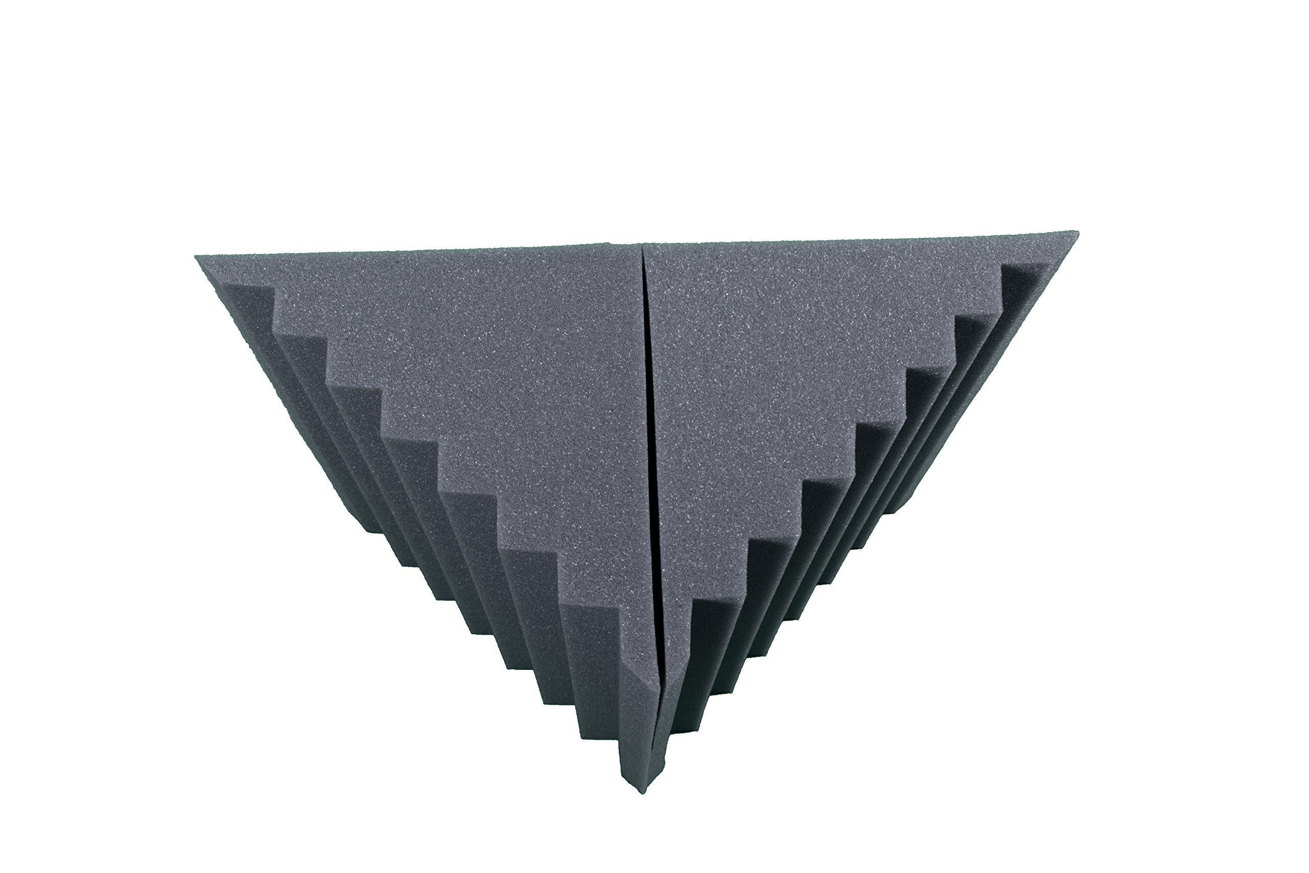 Keyhelm - Bass Traps Pannello Fonoassorbente Angolare Nero in Poliuretano 100% | Pannello Scanalato per Correzione Acustica, Densità 25 kg/m³, 25x25x100 cm, Pacco da 2 Unità | Made in Italy