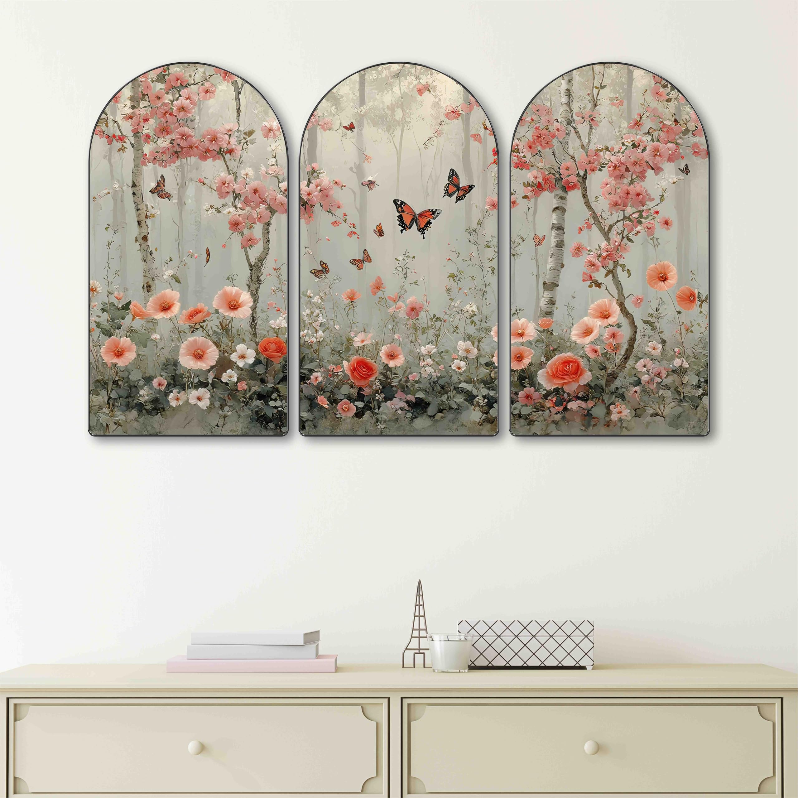 Livin'luxe Golden Tree Arch Shape 3 Panel Wall Painting Set -17 Livin'luxe Golden Tree Arch Shape 3 Panel Wall Painting Set -17