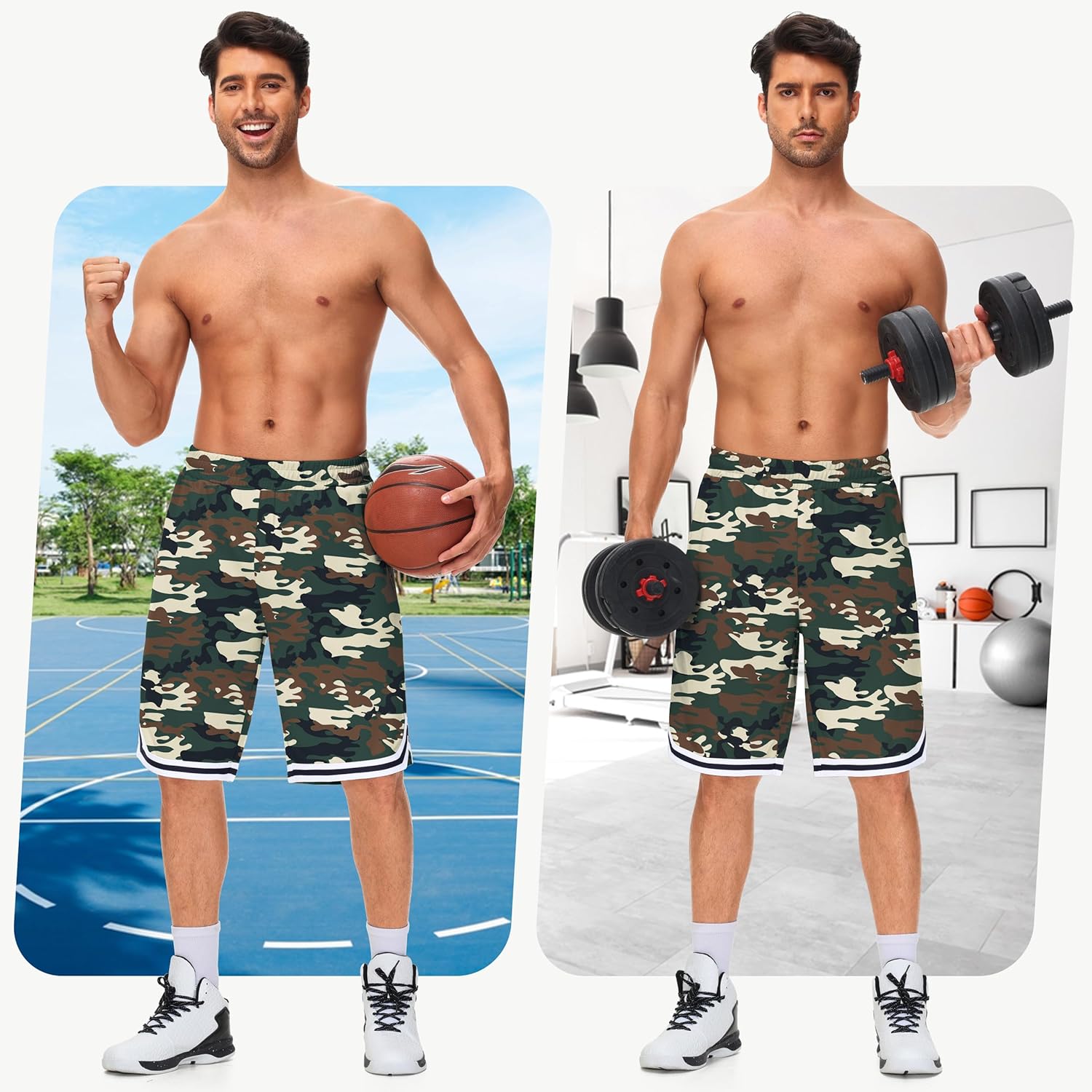 JWM Mens 11" Gym Basketball Shorts with Zipper Pockets - Quick Dry Lightweight Mesh Athletic Shorts for Workout Running