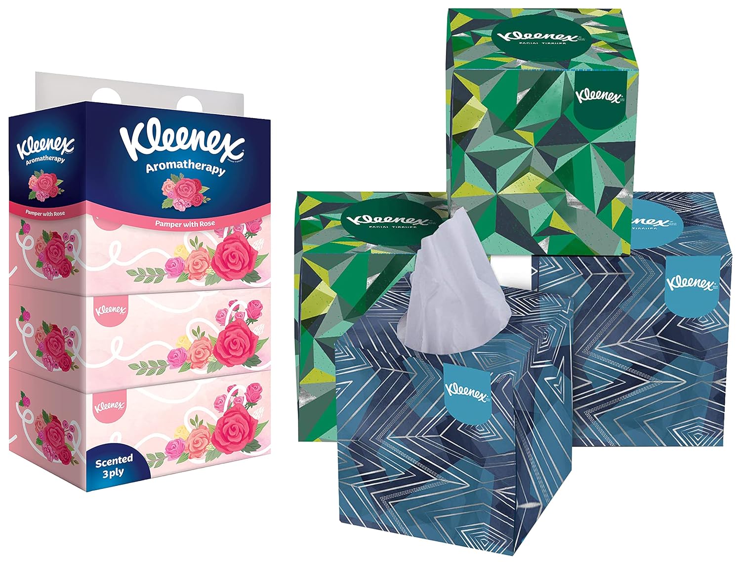 Kleenex 3 PLY Scented Facial Tissue Rose Aroma(360 Pulls) White,33347