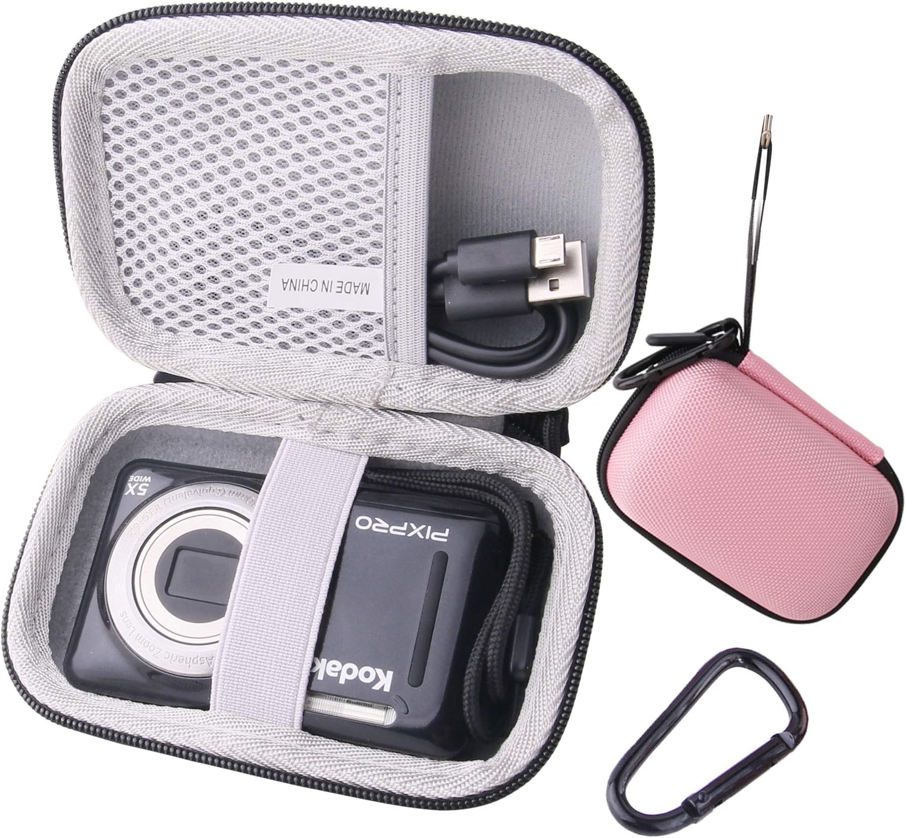 JINMEI Hard EVA Carrying Case Compatible with KODAK PIXPRO C1/KODAK FZ55/FZ45/FZ43 Digital Camera Protection case. (pink)