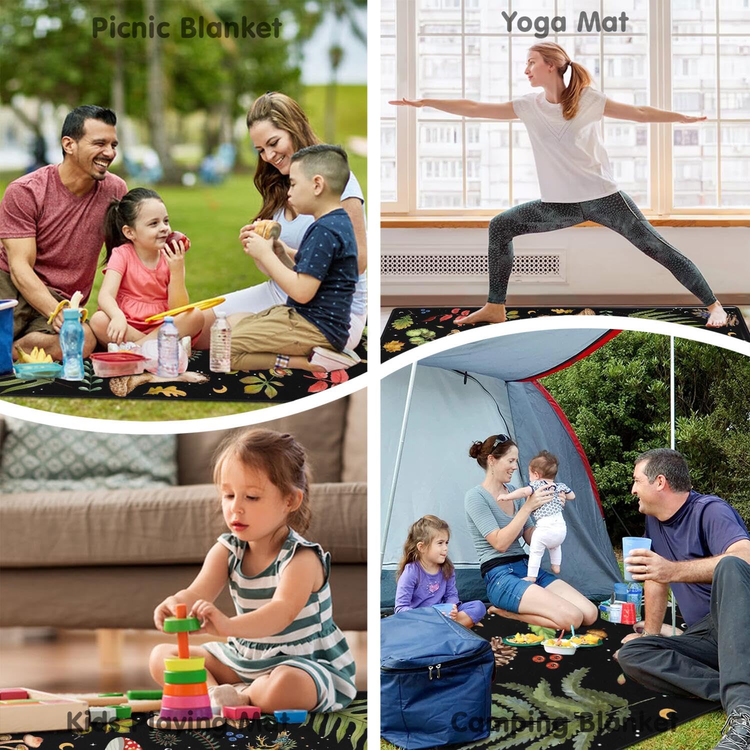 Supfitness Extra große Picknickdecke, wasserdicht, faltbar (152,4 x 203,2 cm), Stranddecke, wasserdicht, sanddicht, 3-lagige dicke Matte, Outdoor, verstaubare Campingdecke