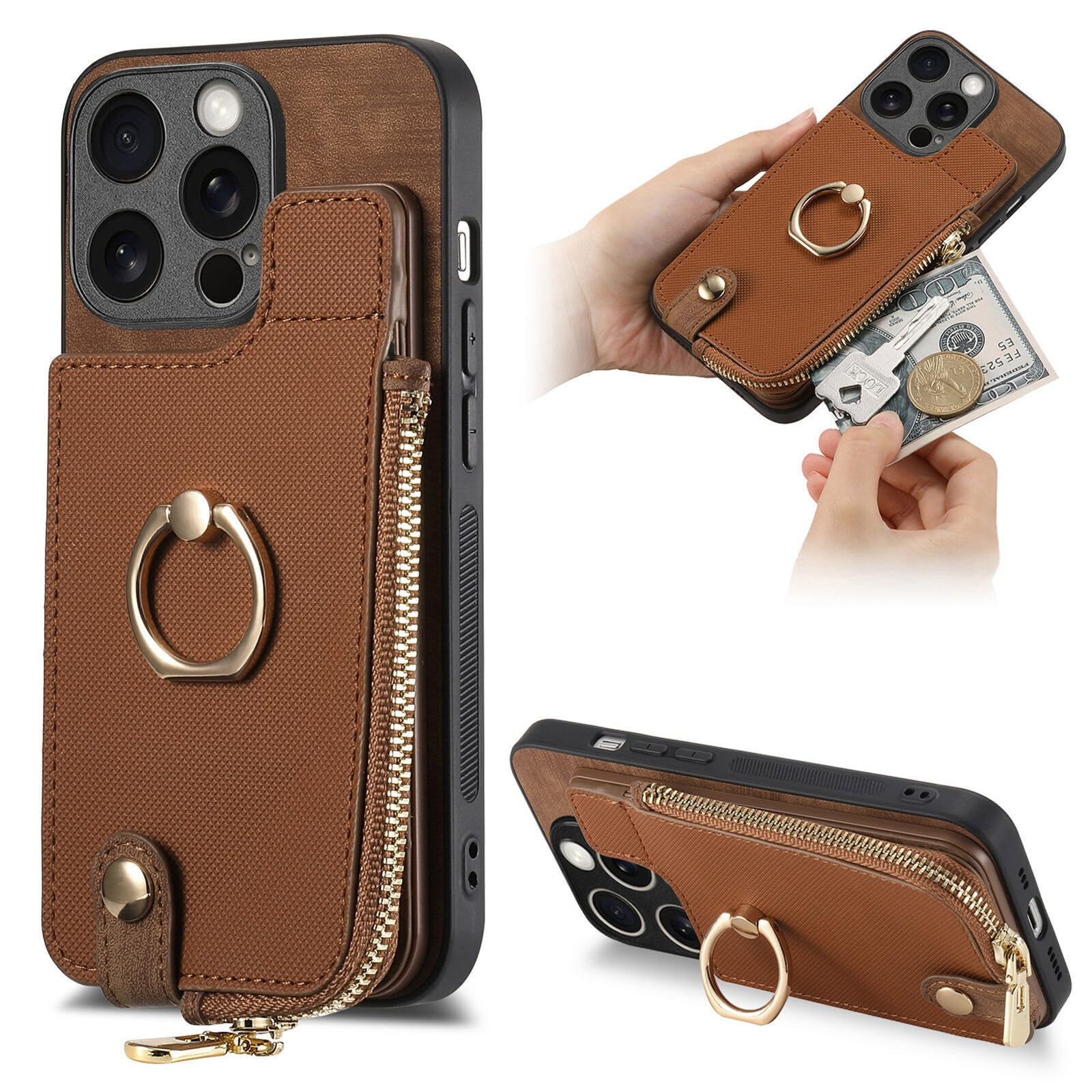Étui cuir marron iPhone 13 Pro Max pour sorties sans sac - 8