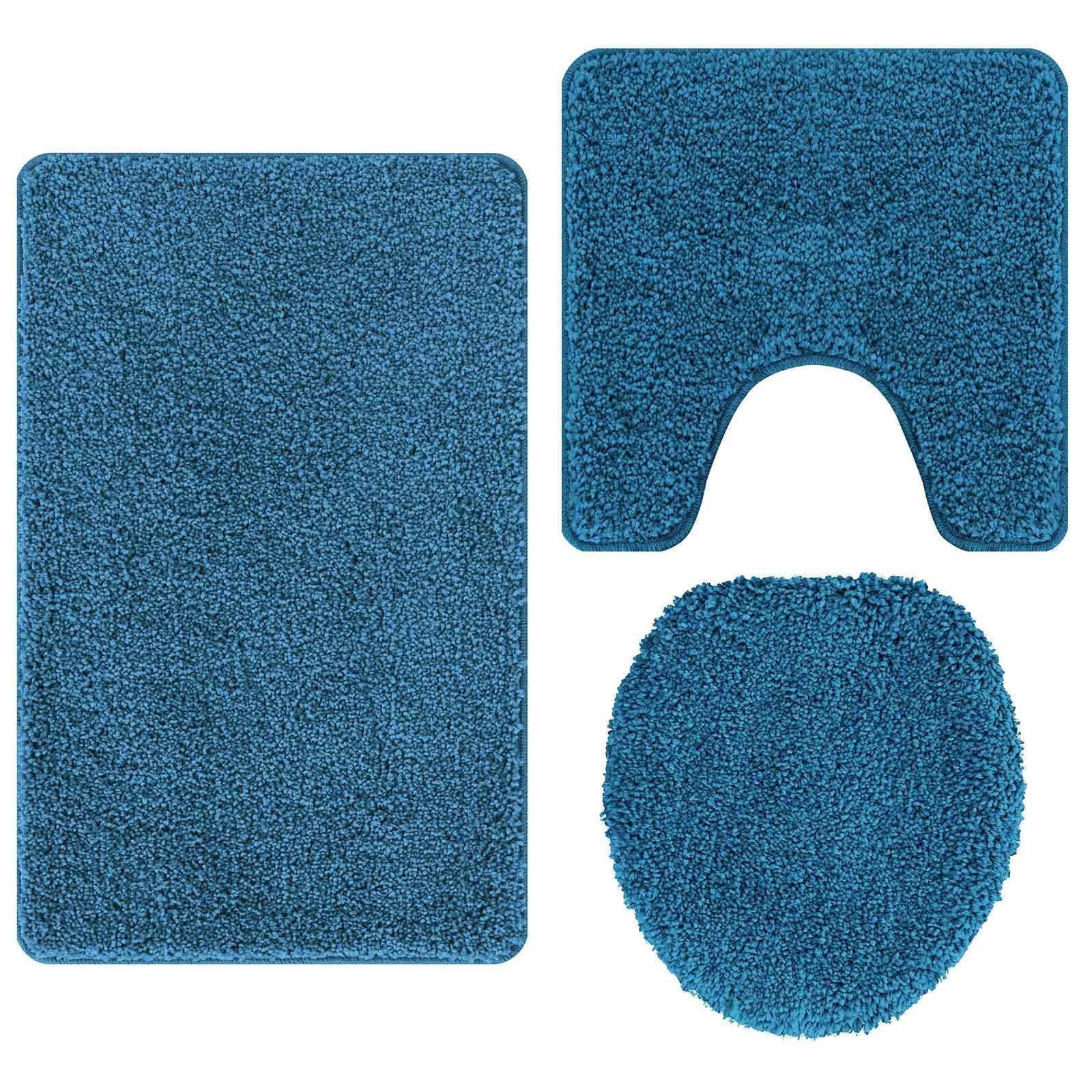 Tappeto da bagno scorrevole, 3 pezzi, blu PP