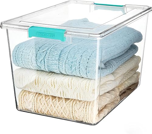 Miniatura 14 de Vtopmart - Paquete de 4 contenedores de almacenamiento de plástico de 6 cuartos de galón con tapas, contenedores sensoriales transparentes,