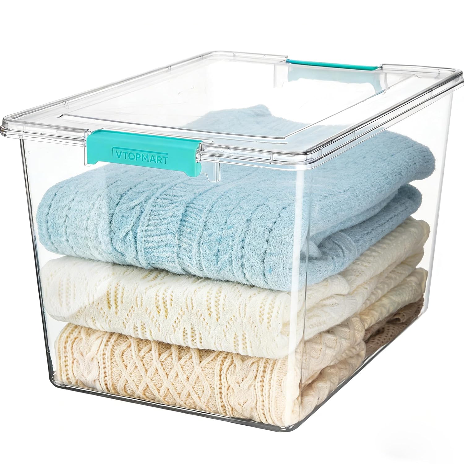 Vtopmart 1 Pack 72 QT Crystal Clear Storage Bins with Lids 4 Pack Stackable Plastic Large Latching Boxes