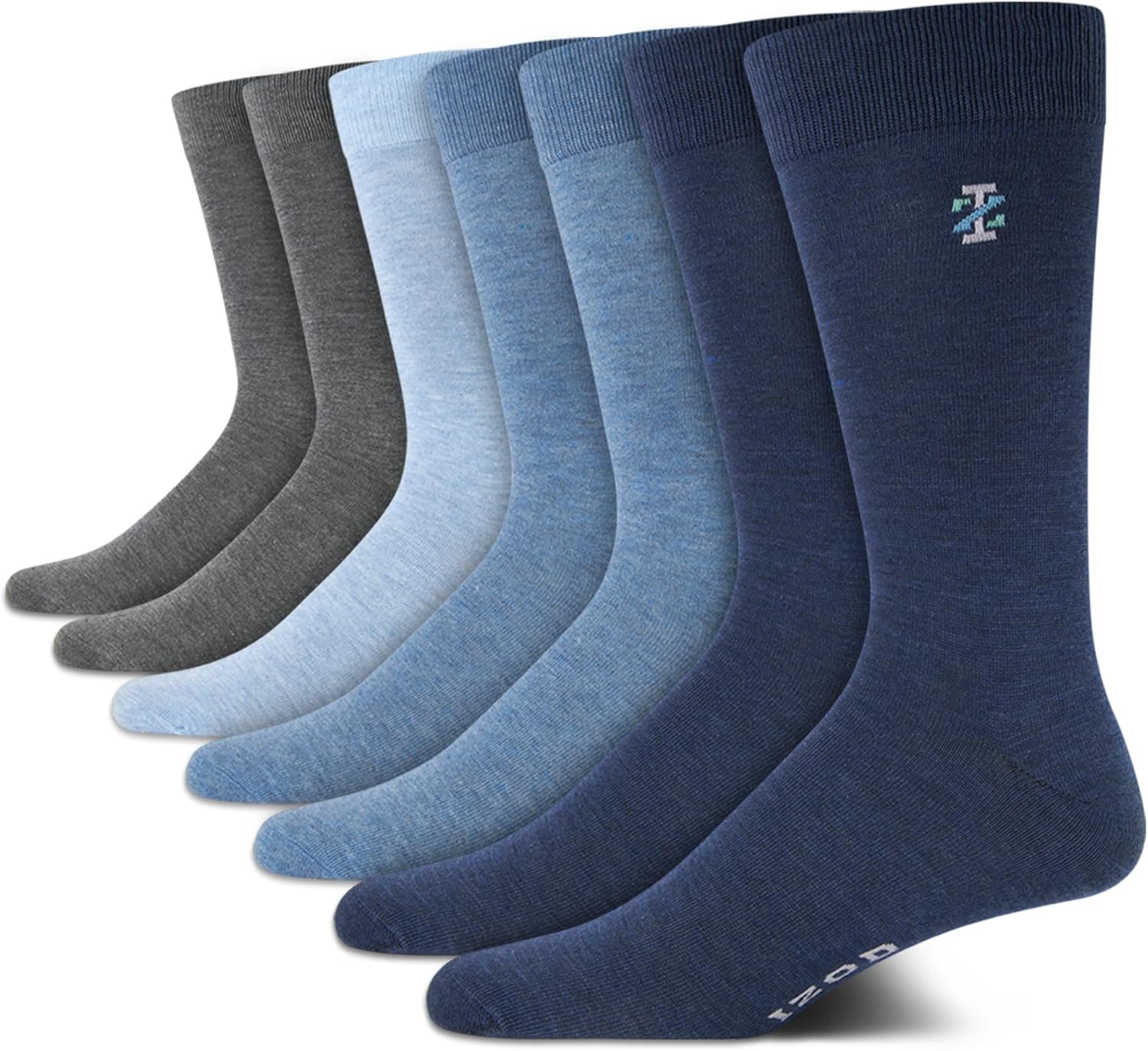 IZOD Mens Dress Socks - 7 Pack Lightweight Moisture Wicking Stay Up Cuffed Crew Socks for Men for Casual Business Formal Wear