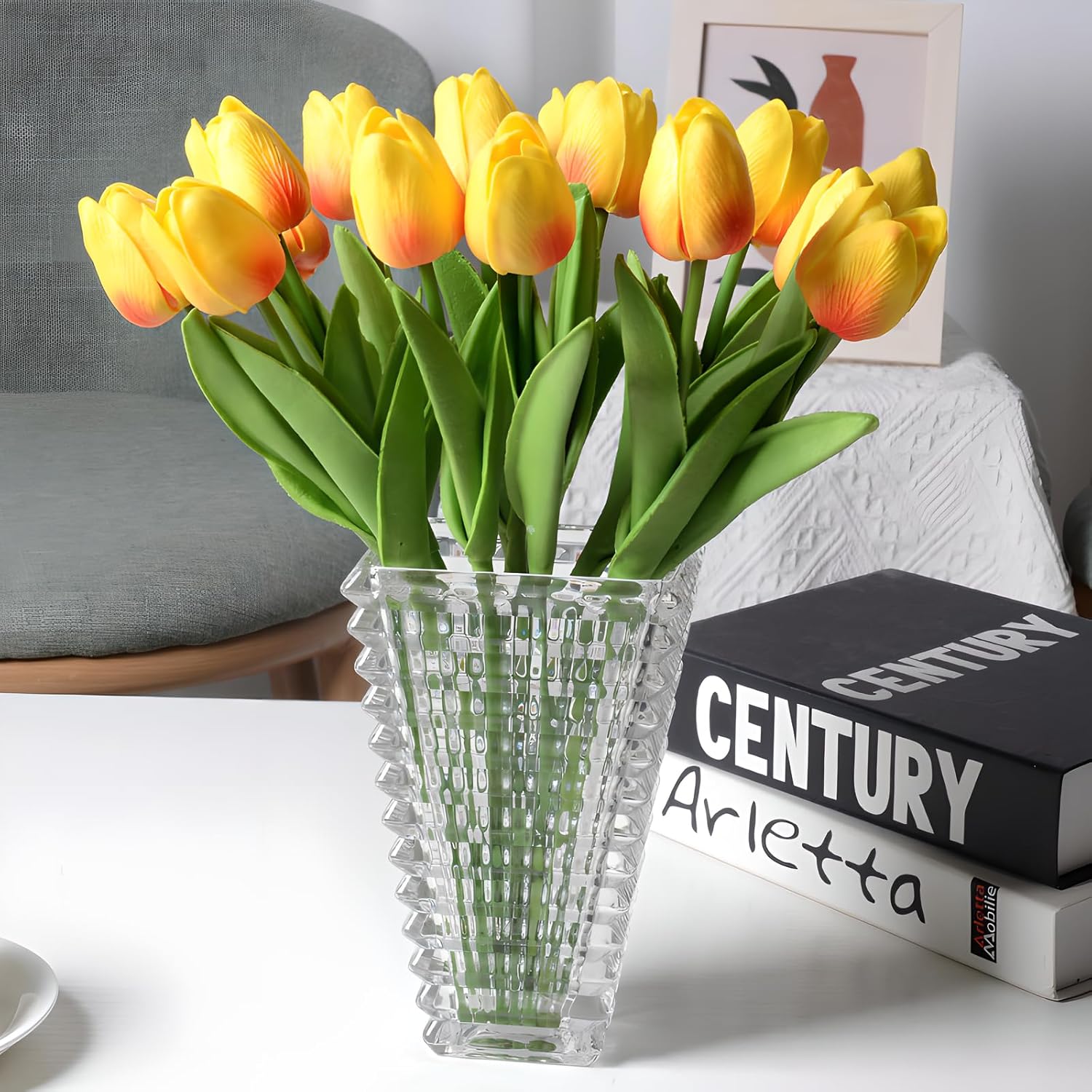 Meiwo 10pcs Artificial Flowers Tulips for Decoration UV Resistant Plastic Flowers for Wedding