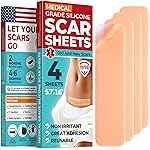 Medical Grade Silicone Scar Sheets - 4pk (5.7x1.6) - Visible Difference on Surgical & Keloid Scars - Reusable C-Section Scar Silicone Strips - Easy to Use Silicone Sheets for Scars